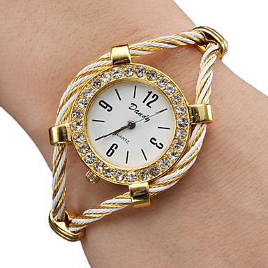 Relógio Feminino Dourado Estilo Cristal